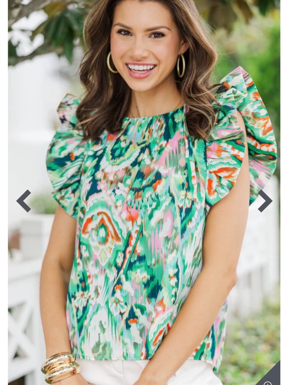 TCEC Green Multi Ruffle Sleeve Blouse